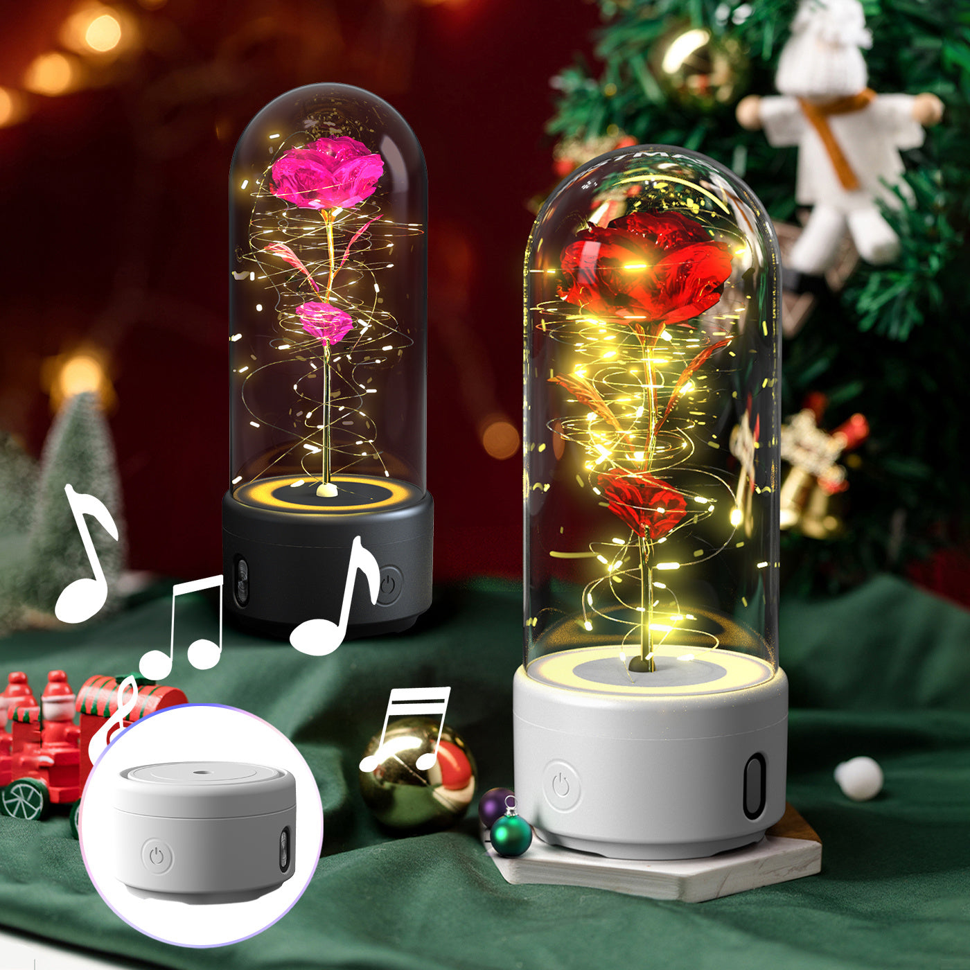 Creative 2 In 1 Rose Flowers LED Light And Bluetooth-compatible