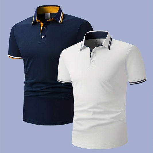 Men's Short-sleeved Shirt With Contrasting Blue