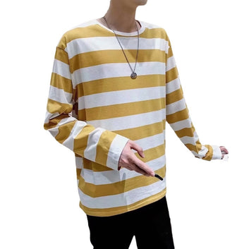Autumn Striped T-shirt Loose Bottoming Round Neck Casual